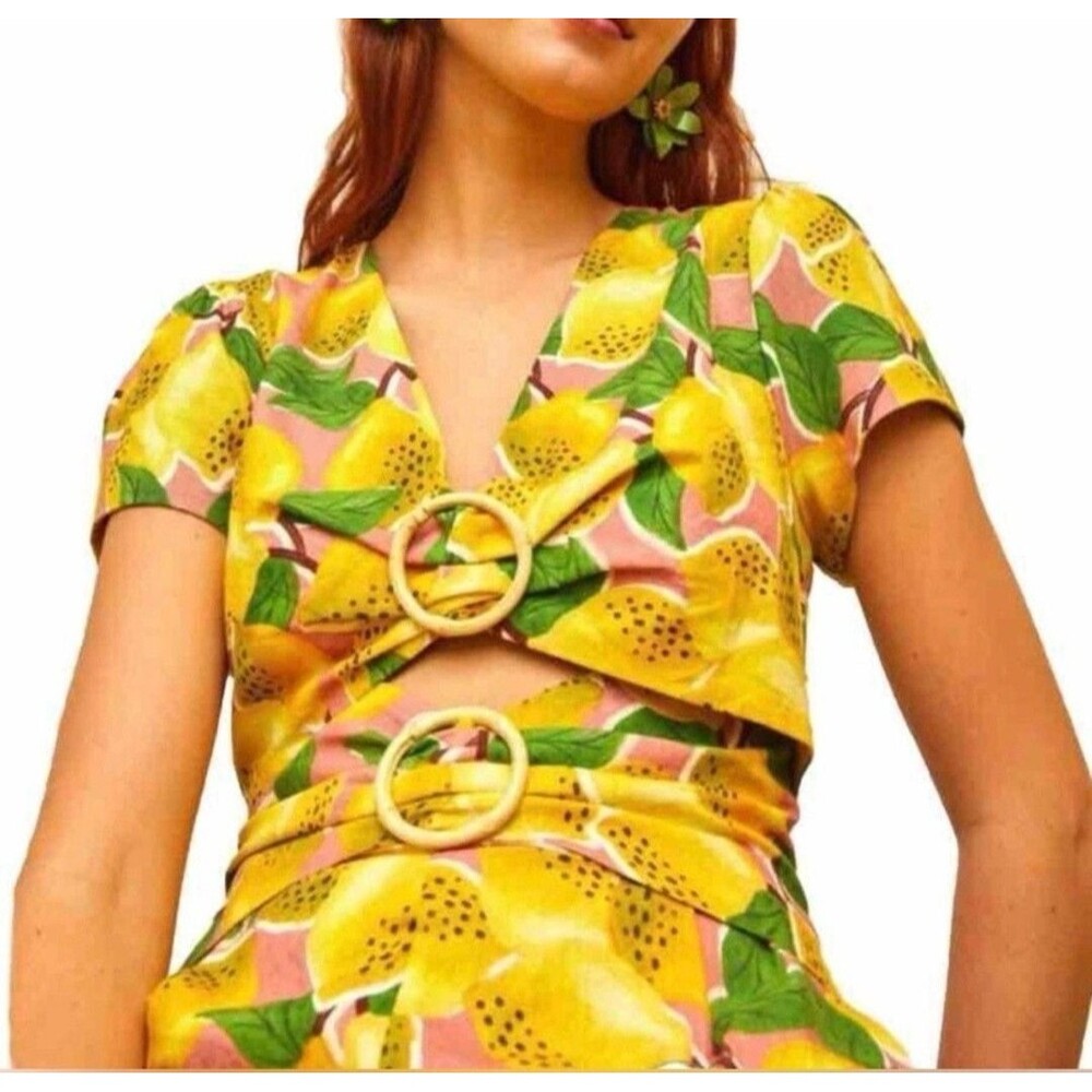 Farm Rio  Fresh Lemons  Sz S Jumpsuit - Picture 2 of 7